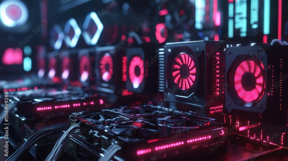 Graphic Cards in a Mining Farm Graphic Cards in a Mining Farm