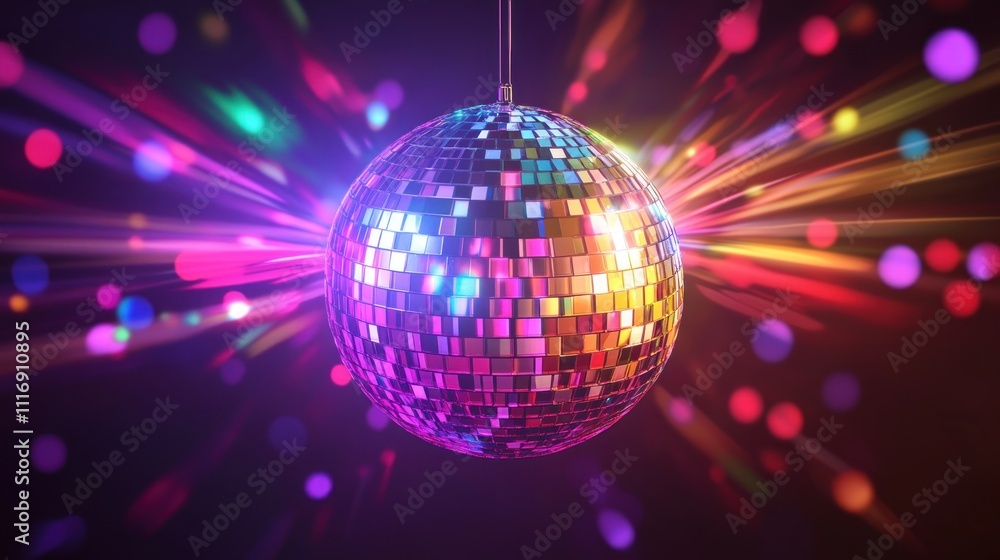 Fototapeta premium Disco Ball with Colorful Lights