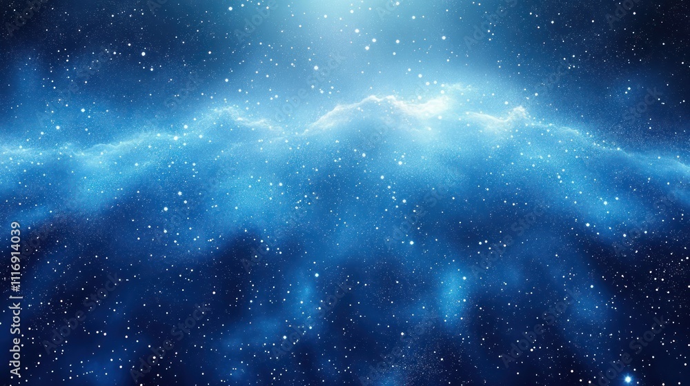 Obraz premium Serene Cosmic Landscape Deep Blue Gradient with Stars and Soft Light Effects