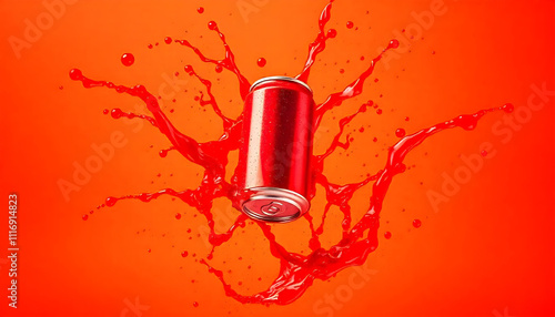 red drink cans mockup with splash