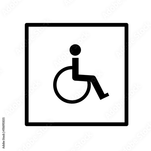 disabled wheelchair with line art for symbol sign age, station public transportation, street address