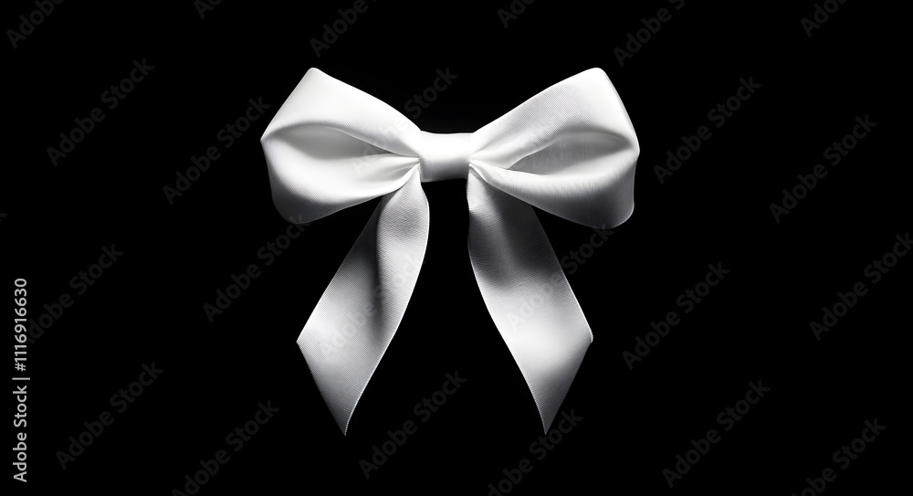 Elegant White Satin Bow on Black Background Perfect for Gift Wrapping, Decorations, Crafts, and Holiday Celebrations Elegant White Satin Bow on Black Background Perfect for Gift Wrapping, Decorations, Crafts, and Holiday Celebrations