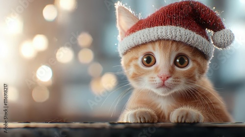 Festive kitten at christmas festival indoor celebration adorable scene photo