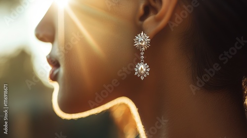 Close-up view of a stylish earring on an ear photo