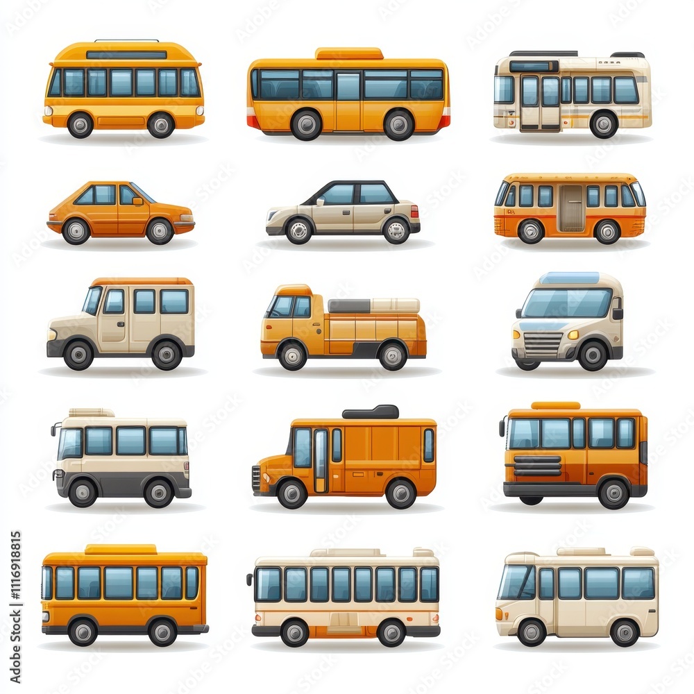 A set of various (Transportation Icon Set) in full detail, isolated on a transparent background. A set of various (Transportation Icon Set) in full detail, isolated on a transparent background.