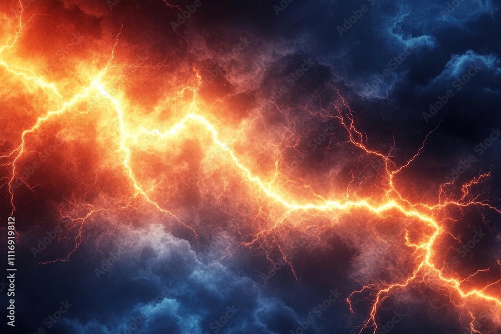 Jagged lines visualize the ferocity of lightning above dark, looming clouds. Jagged lines visualize the ferocity of lightning above dark, looming clouds.