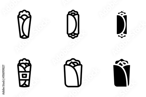kebab, shawarma icon set