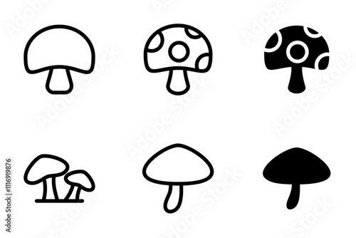 mushroom, fungi icon set