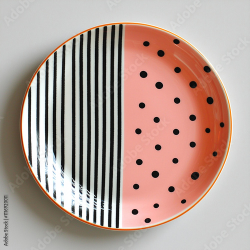 A playful polka dot and striped ceramic dinne photo