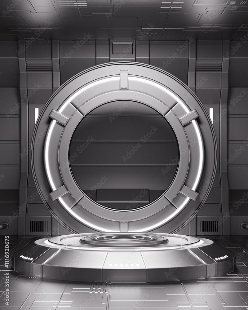 3D rendering of science fiction technology space stand 3D rendering of science fiction technology space stand