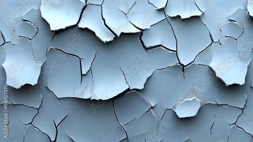 Wallpaper Mural Close-up of cracked light blue paint texture with irregular shapes and crevices. Torontodigital.ca