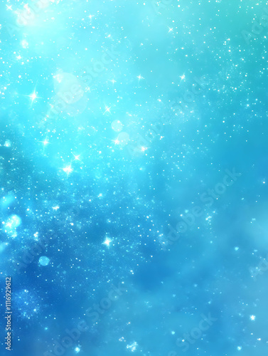 A dreamy blue background filled with sparkling stars, creating a serene atmosphere.