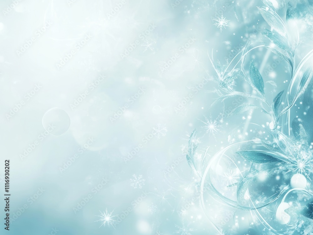 Background of light blue with snowflakes and swirls - ai Background of light blue with snowflakes and swirls - ai