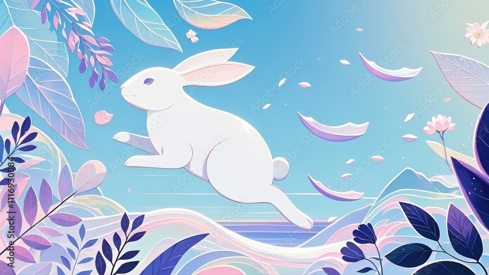 Obraz premium The Dreamy Leap Jade Rabbit