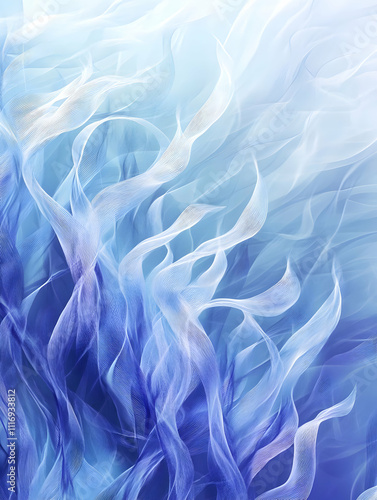 Abstract blue waves resembling flowing water or underwater plants.