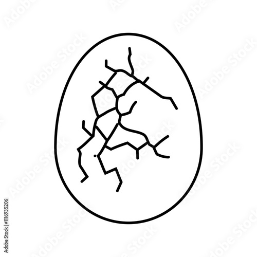 cracked eggshell fracture line icon vector. cracked eggshell fracture sign. isolated contour symbol black illustration