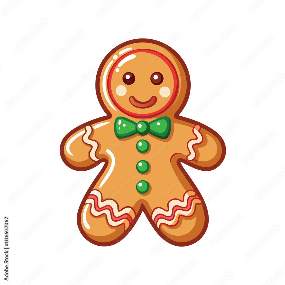 Christmas Day Gingerbread: Festive Cookie Creations vector illustration isolated on white background Christmas Day Gingerbread: Festive Cookie Creations vector illustration isolated on white background