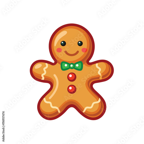 Delicious Gingerbread Cookies for the Holiday Season vector illustration isolated on white background