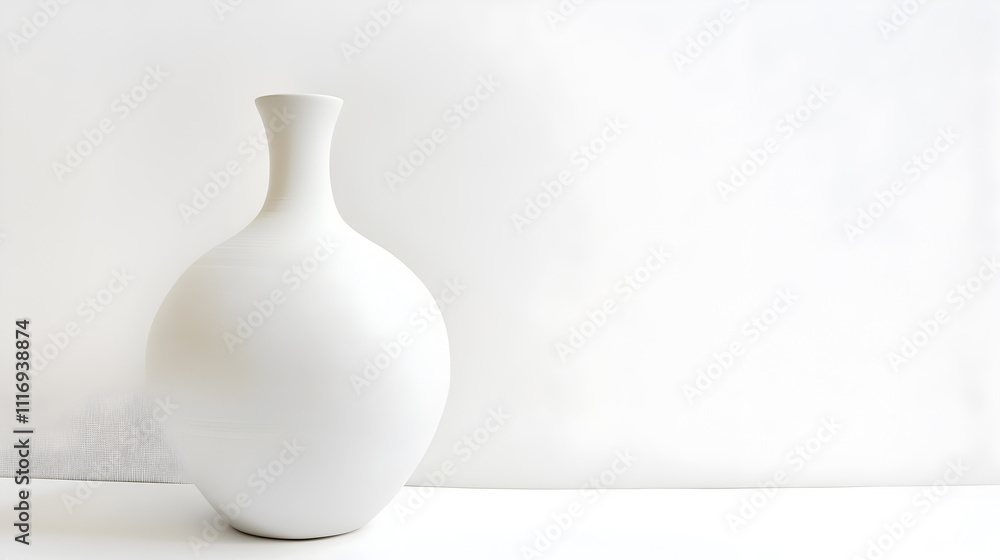 Elegant White Ceramic Vase on Minimalist Background with Soft Lighting Creating a Serene and Modern Aesthetic for Interior Design and Home Decor Elegant White Ceramic Vase on Minimalist Background with Soft Lighting Creating a Serene and Modern Aesthetic for Interior Design and Home Decor