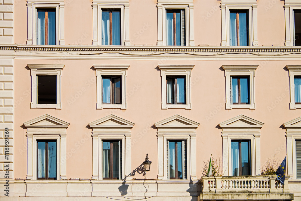 Fototapeta premium Old building's facade in Navona Square (Piazza Navona). Rome, Italy, 2017