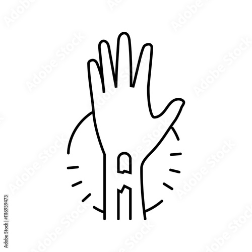 broken arm fracture injury line icon vector. broken arm fracture injury sign. isolated contour symbol black illustration