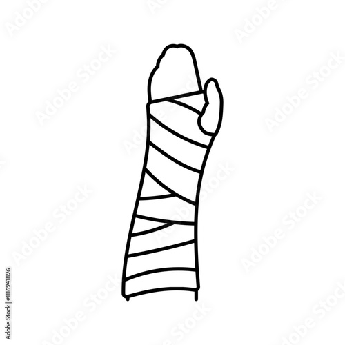 arm cast fracture injury line icon vector. arm cast fracture injury sign. isolated contour symbol black illustration