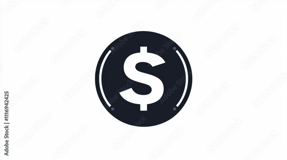 Minimalistic black dollar icon on a white surface Minimalistic black dollar icon on a white surface