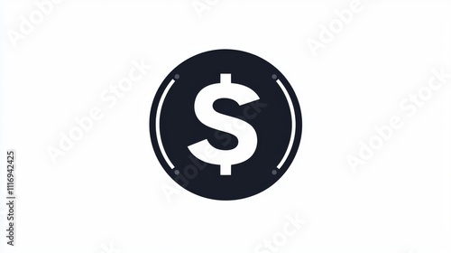 Minimalistic black dollar icon on a white surface