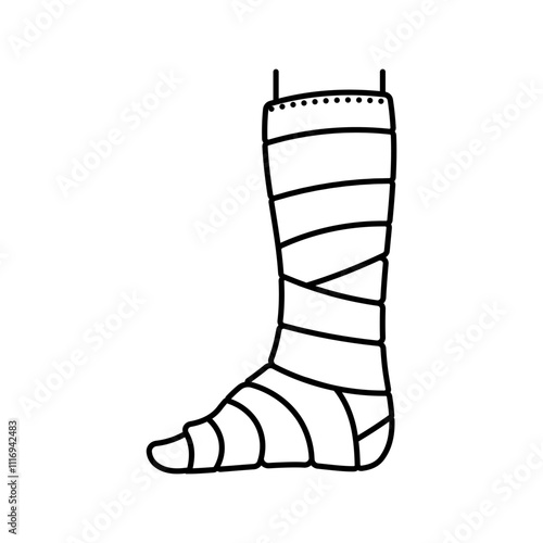 leg cast fracture injury line icon vector. leg cast fracture injury sign. isolated contour symbol black illustration