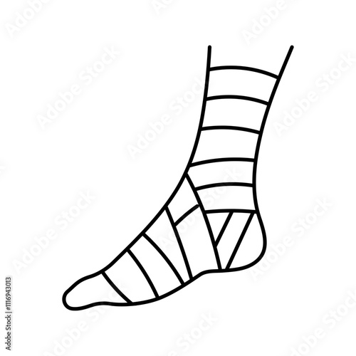 bandaged foot fracture injury line icon vector. bandaged foot fracture injury sign. isolated contour symbol black illustration