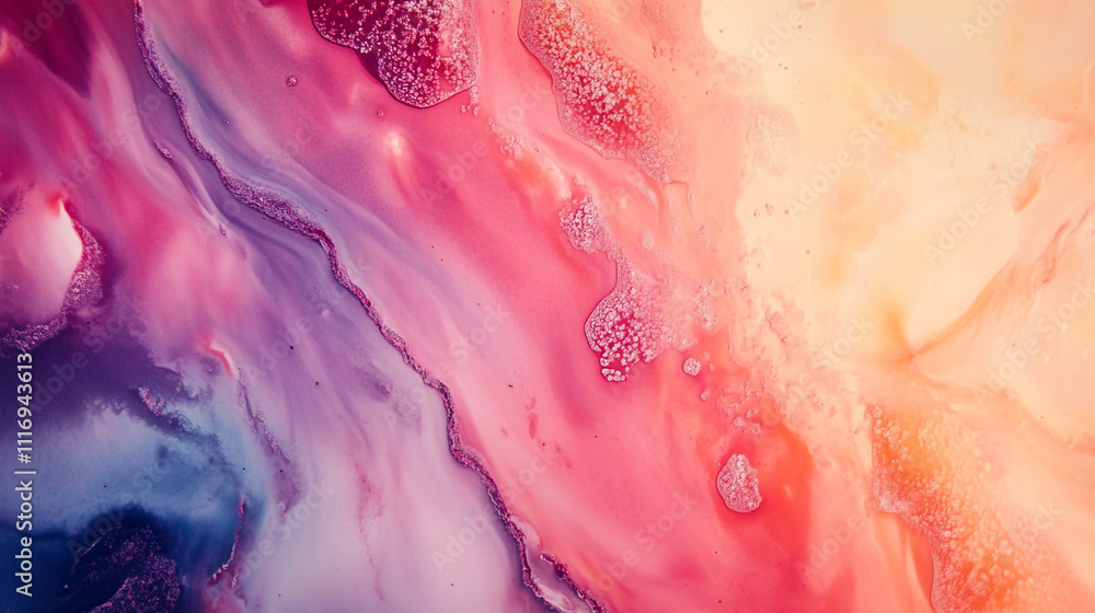 Fototapeta premium Colorful abstract artwork with swirls of pink, blue, and orange tones in vibrant patterns