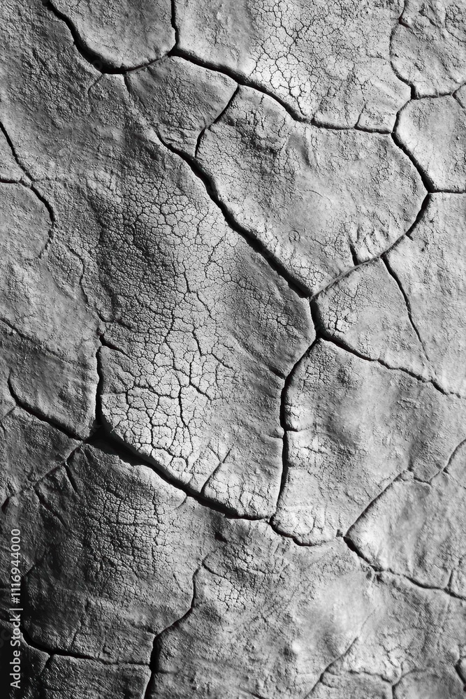 Close-up of cracked surface resembling dried mud or leather. Close-up of cracked surface resembling dried mud or leather.