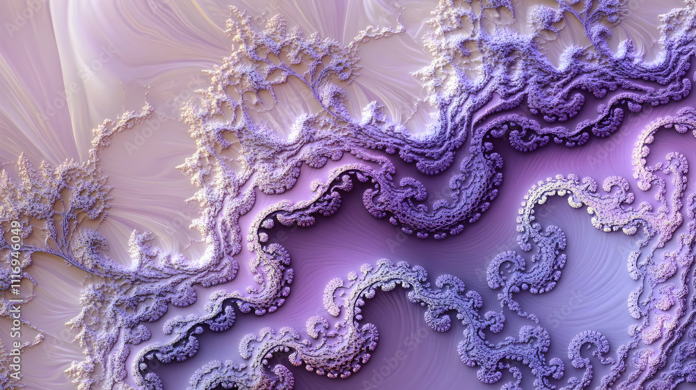 Abstract fractal design in soft purple and white tones, showcasing intricate patterns. Abstract fractal design in soft purple and white tones, showcasing intricate patterns.
