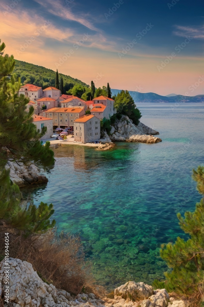 The image was taken in the small coastal town of Moscenicka Draga, Croatia The image was taken in the small coastal town of Moscenicka Draga, Croatia