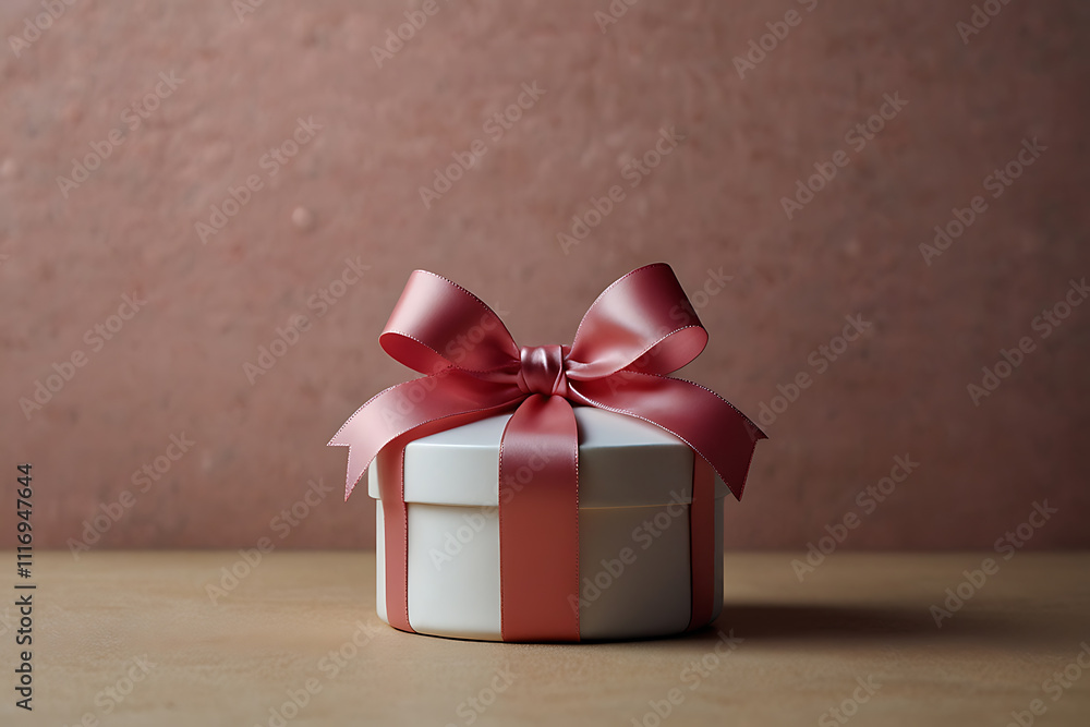 Elegant gift box with pink ribbon for festive occasions Elegant gift box with pink ribbon for festive occasions