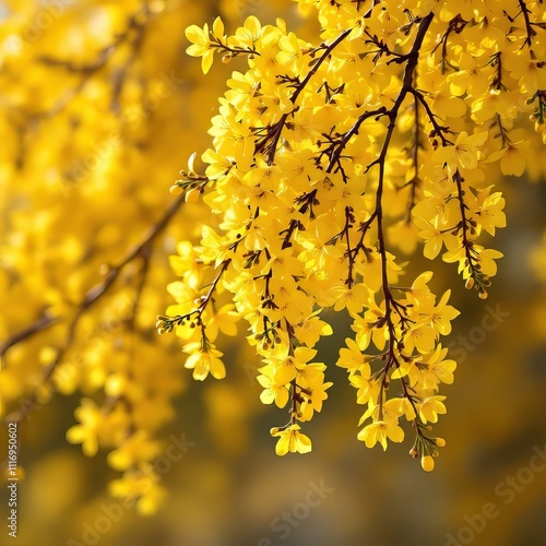 Wallpaper Mural Forsythia bursts forth, a cascade of golden spring. Torontodigital.ca