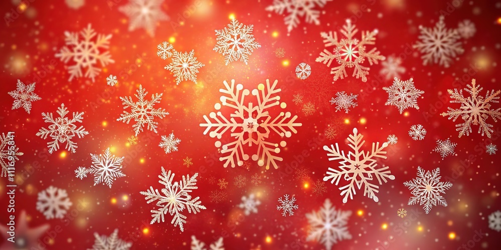 Magical Winter Snowflake Flurry on Red Gradient Magical Winter Snowflake Flurry on Red Gradient