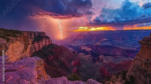 Dramatic lightning storm over Grand Canyon