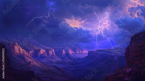 Dramatic lightning storm over Grand Canyon