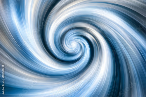 Abstract swirling blue and white vortex.