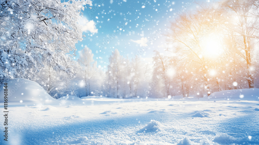 Serene Winter Snowscape Under Sunlight Serene Winter Snowscape Under Sunlight