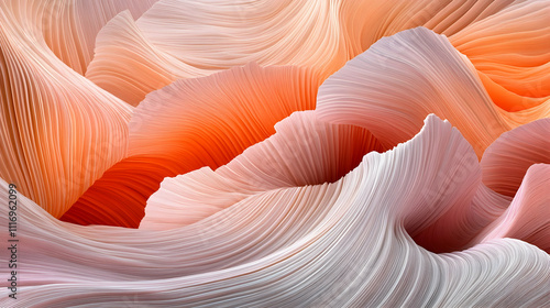 Abstract swirling peach and white forms.