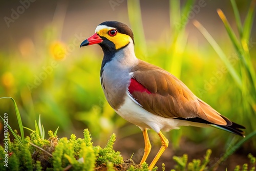 Wattled Lapwing Portrait - Rietvlei Nature Reserve, Gauteng, South Africa photo