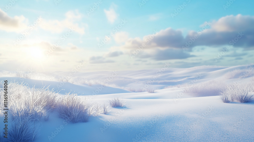 Serene Winter Snowscape Under Sunlight Serene Winter Snowscape Under Sunlight