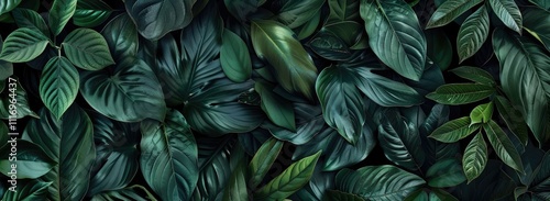 Dark Green Tropical Leaves Background