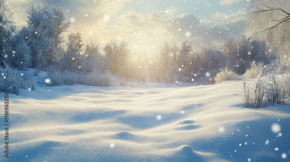 Serene Winter Snowscape Under Sunlight Serene Winter Snowscape Under Sunlight