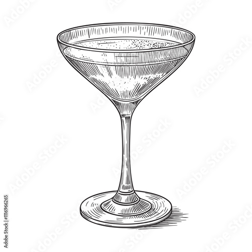cosmopolitan cocktail engraving vector illustration