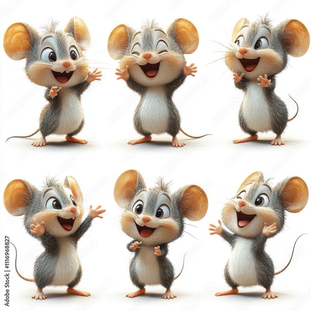 A set of various (Mouse Cartoon Character Set) in full detail, isolated on a transparent background. A set of various (Mouse Cartoon Character Set) in full detail, isolated on a transparent background.