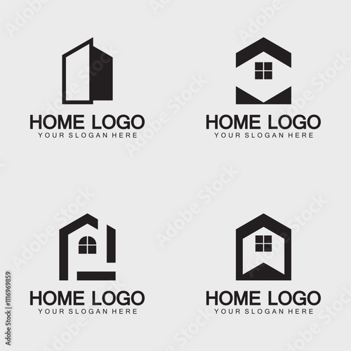 Home logo icon vector illustration design template.Home and house logo design vector, logo , architecture and building, design property , stay at home estate Business logo.