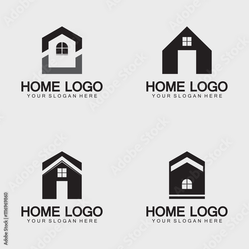 Home logo icon vector illustration design template.Home and house logo design vector, logo , architecture and building, design property , stay at home estate Business logo.